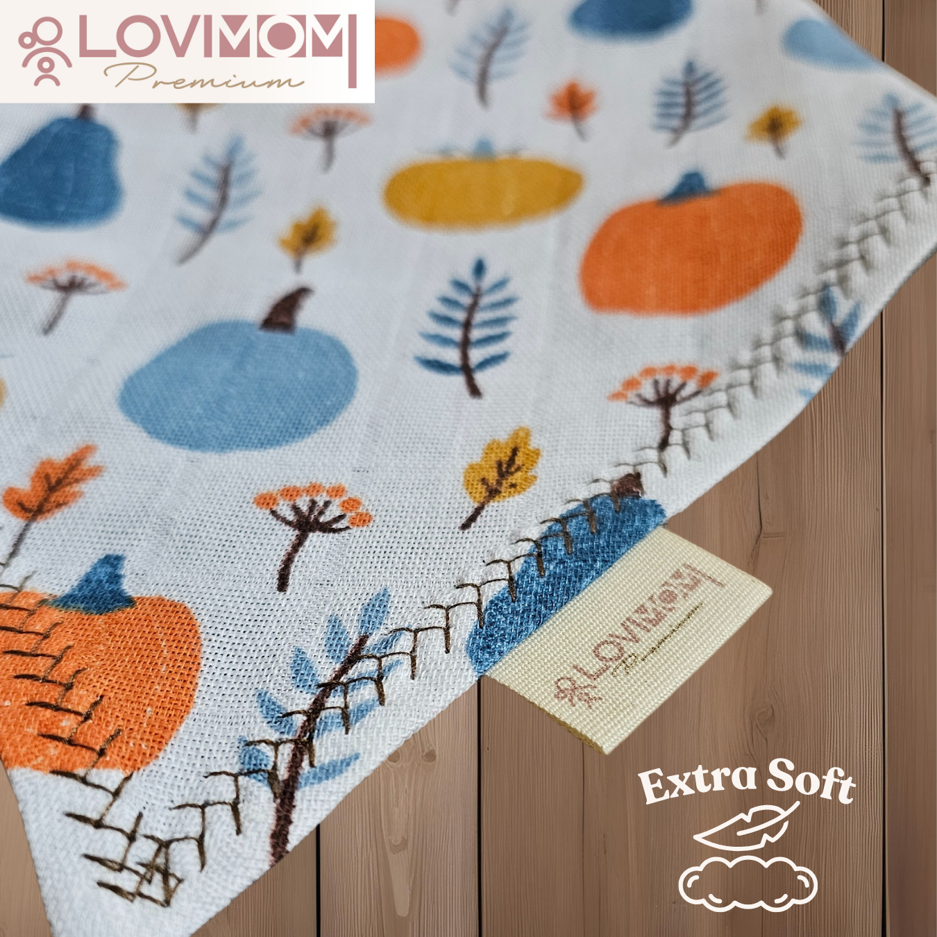 2 Pack Premium 100% Cotton Extra Soft 2 Layer Muslin Baby Scarf Drool & Bib 3 Snap Pumpkin + Sailor