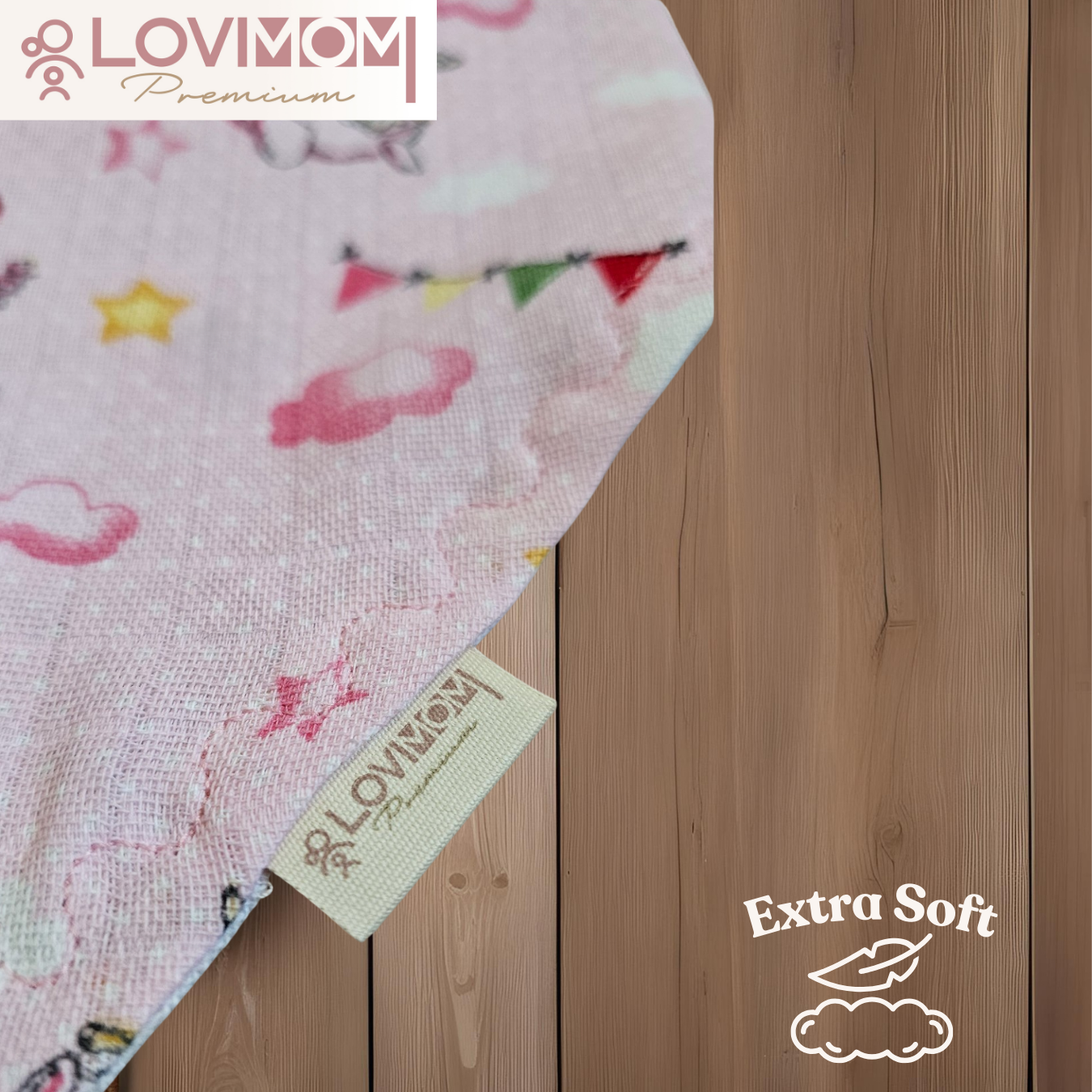 2 Pack Premium 100% Cotton Extra Soft 2 Layer Muslin Baby Scarf Drool & Bib 3 Snaps Dream + Pinkone