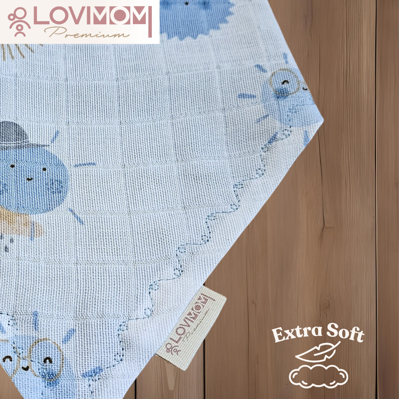 2 Pack Premium 100% Cotton Extra Soft 2 Layer Muslin Baby Scarf Drool & Bib 3 Snap Sunshine + Sailor