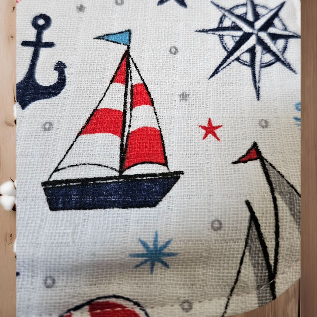 Premium %100 Pamuk Ekstra Soft 2 Katlı Su Geçirmez Müslin Bebek Mama Önlüğü Çıtçıtlı Sailor 0-2 Yaş