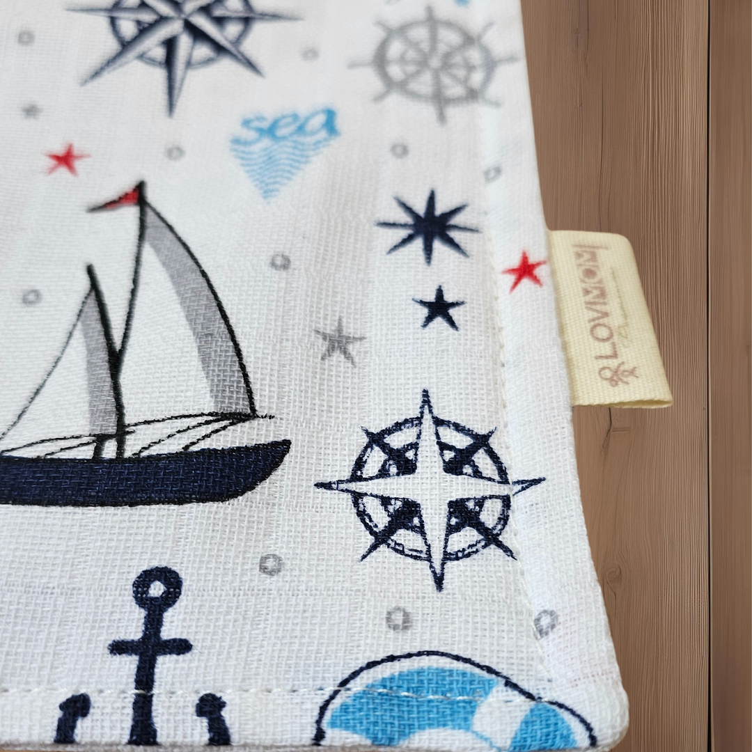 Premium %100 Pamuk Ekstra Soft 2 Katlı Su Geçirmez Müslin Bebek Mama Önlüğü Çıtçıtlı Sailor 0-2 Yaş