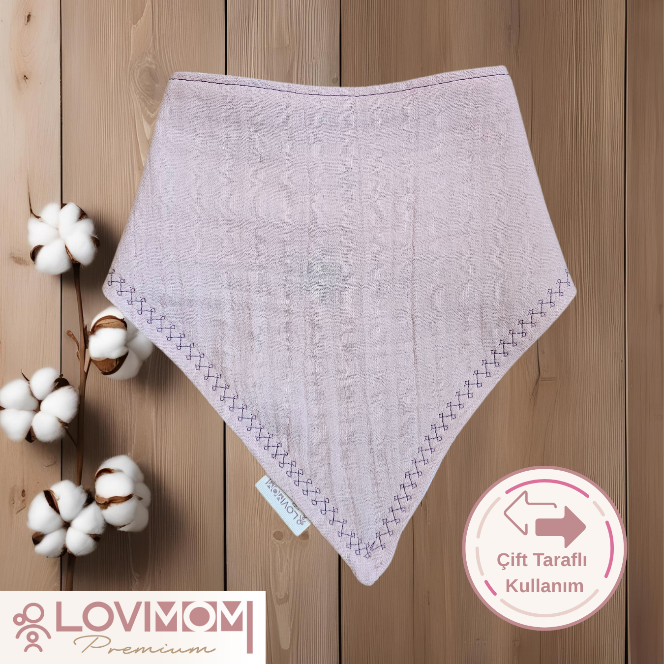 Premium 100% Cotton Extra Soft 2 Layer Muslin Baby Scarf Drool & Bib 45cm 3 Snap Star