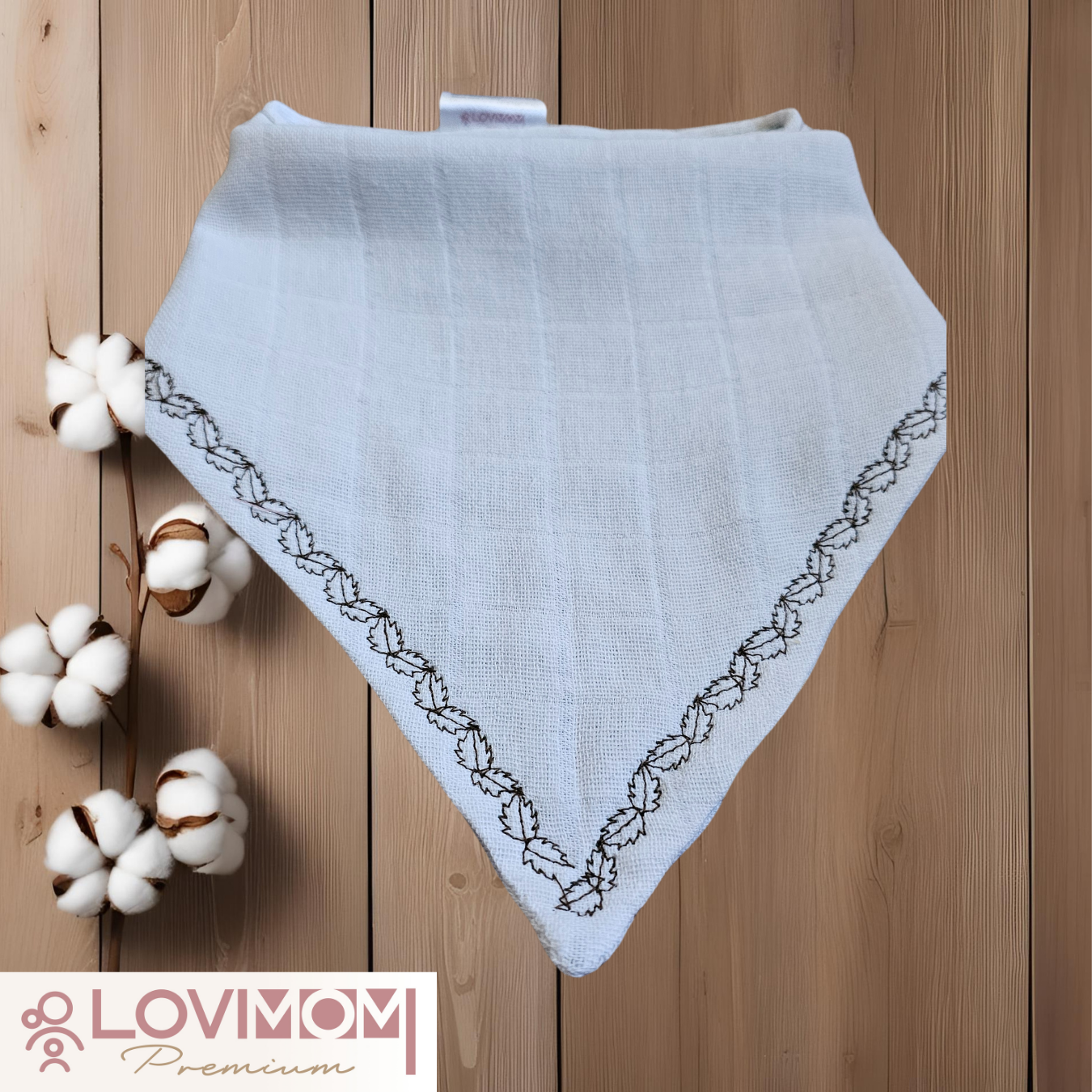 Premium 100% Cotton Extra Soft 2 Layer Muslin Baby Scarf Drool & Bib 45cm 3 Snaps Bright