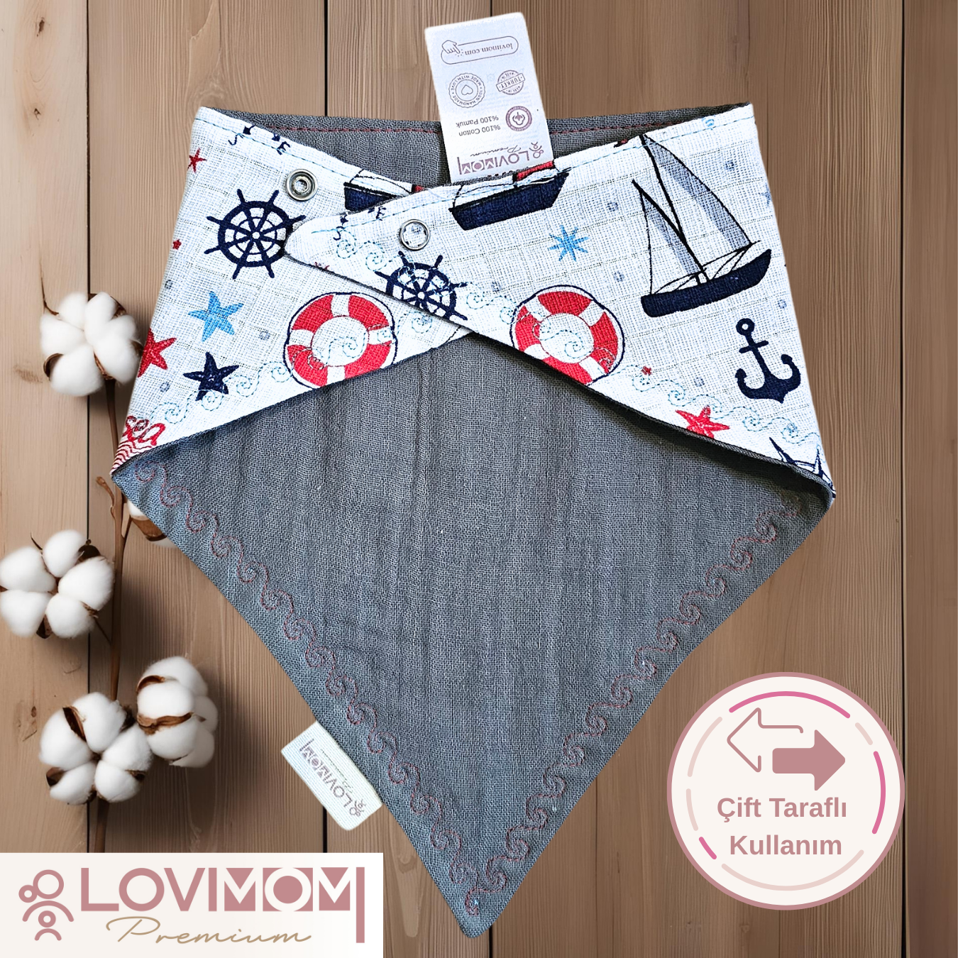 Premium 100% Cotton Extra Soft 2 Layer Muslin Baby Scarf Drool & Bib 45cm 3 Snap Pumpkin