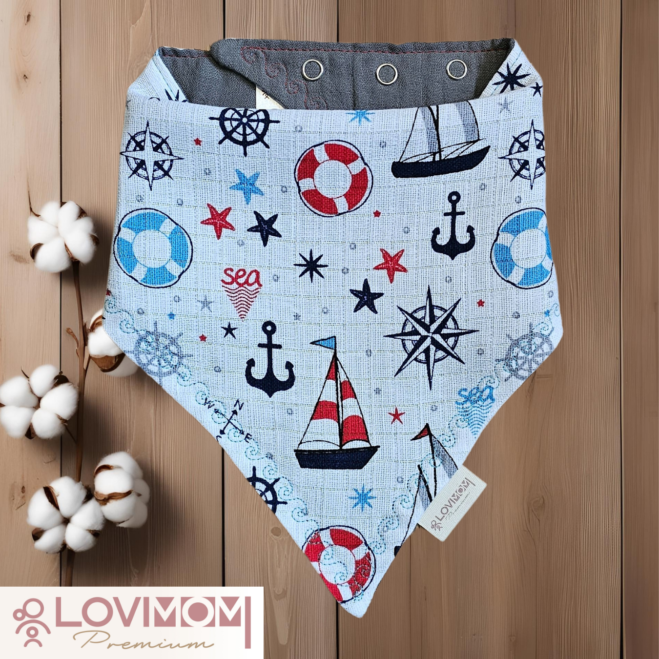 Premium 100% Cotton Extra Soft 2 Layer Muslin Baby Scarf Drool & Bib 45cm 3 Snap Pumpkin