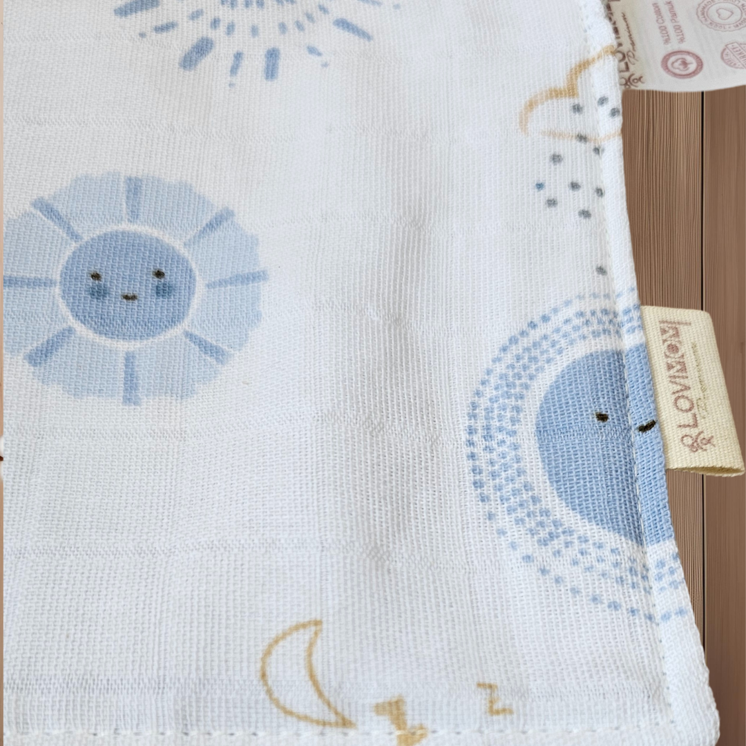 Premium %100 Pamuk Ekstra Soft 2 Katlı Su Geçirmez Müslin Bebek Mama Önlüğü Çıtçıtlı Sunshin 0-2 Yaş