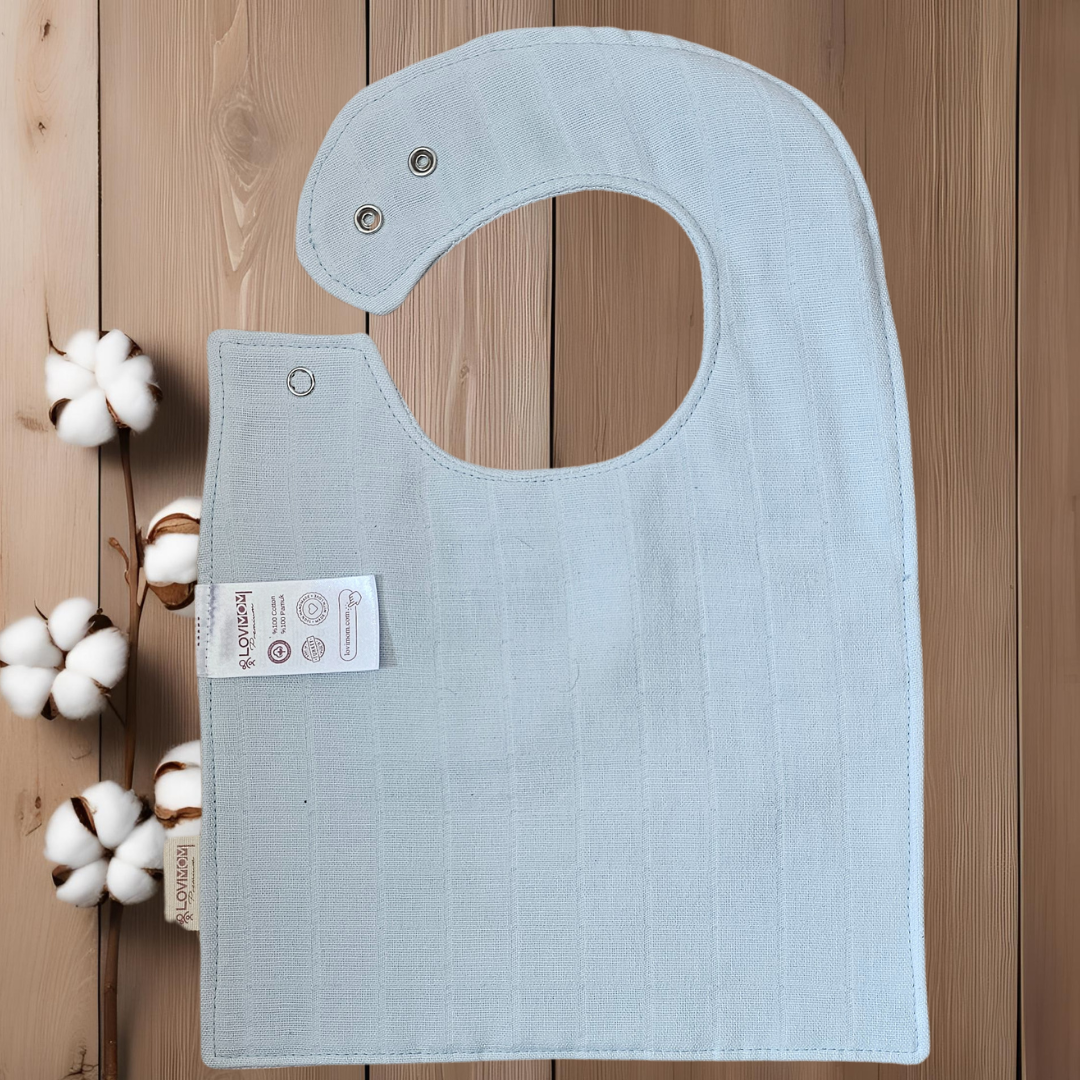 Premium %100 Pamuk Ekstra Soft 2 Katlı Su Geçirmez Müslin Bebek Mama Önlüğü Çıtçıtlı Sunshin 0-2 Yaş