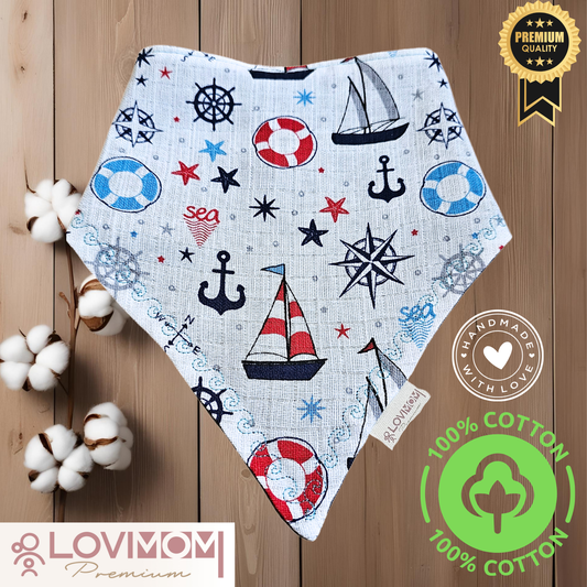 Premium 100% Cotton Extra Soft 2 Layer Muslin Baby Scarf Drool &amp; Bib 45cm 3 Snap Pumpkin